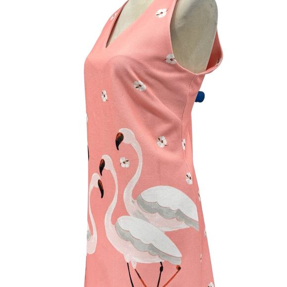 Gabby Skye NWT Salmon Pink Woven Texture Flamingo Novelty Sleeveless Dress - Picture 6 of 15